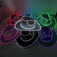 Decorazione al Neon di lusso lampeggiante Club colorato cappello da Cowboy per Halloween festa di natale Cosplay cappelli in Costume con luci