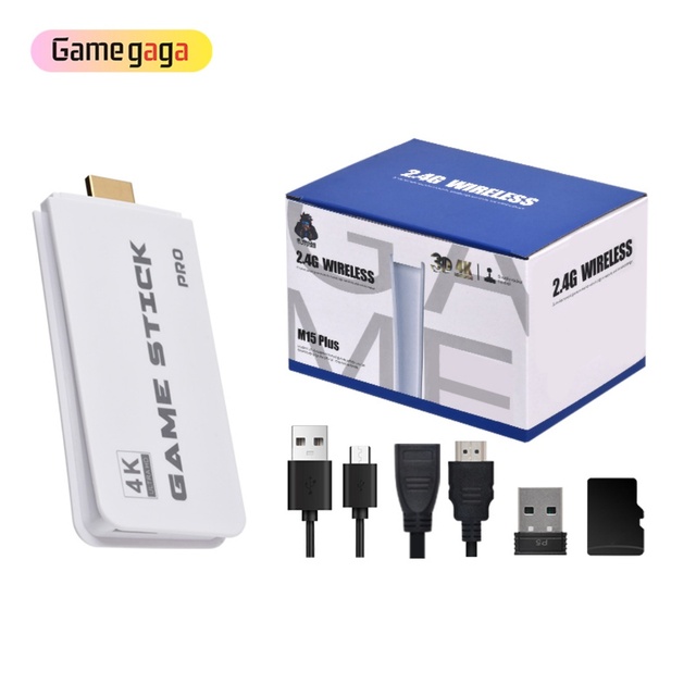 M15 Game Stick 4K HD TV Game Console with Wireless Controller 64GB Memory Supporting 40+ Emulators & 20000 Built-In Games