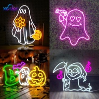 Bande LED néon en forme de fantôme de dessin animé pour panneau PS, alimentée par USB, murale, pour fêtes d'Halloween, chambres, dortoirs, influenceurs