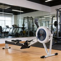 Máquina de Remo Plegable de Madera de Alta Resistencia Comercial con Resistencia al Aire para Ejercicios Abdominales, Capacidad de 150 kg