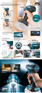 Avvitatore a batteria Makita DTD173 agli ioni di litio per riparazioni auto, cantieri edili, uso domestico, fai da te, per appassionati di bricolage - Product Image 5