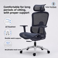Chaise de bureau ergonomique en maille, base en acier, design minimaliste moderne, dossier haut, accoudoirs fixes, base à 5 étoiles, roulettes, chaise pivotante