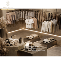 À la mode doré Boutique meubles présentoir en bois verre magasin utiliser élégant centre commercial vêtements support vêtements affichage