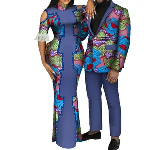 New Elegant Tassel Dress 2 Piece Set Dashiki African Couple Outfit Formal Print Wedding Mens Suit Set Oversized Ethnic Clothing