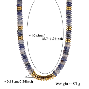 Collana all'ingrosso in acciaio inossidabile in oro bohémien collana in acciaio inossidabile fatta a mano Malachite tigre occhio guarigione pietra di perline per le donne ragazze - Product Image 3