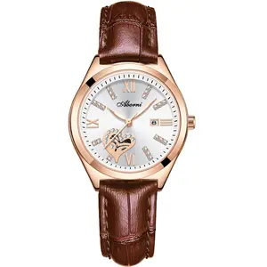 Jam tangan wanita kuarsa kalender jam tangan gelang sabuk kulit PU mewah jam tangan kustom Reloj de hombre