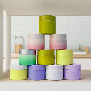 Pot vide pour crème visage 50g, en céramique givrée rose pâle de luxe, avec tube en papier personnalisé et capuchon en plastique, couleur personnalisée disponible - Product Image 6