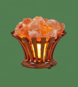 ตะกร้าไม้ธรรมชาติหิมาลัยสำหรับตกแต่งโคมไฟเกลือ Sian Enterprises แกะสลักสไตล์ฮวงจุ้ยดอกไม้ลายทะเลพีระมิดลวดลายบ้าน - Product Image 2