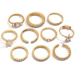Fashion <b>Rings</b> <b>Gold</b> Tone Zircon Inlay Adjustable For Women Gift Jewelry <b>Set</b> - Product Image 5
