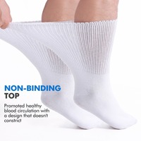 Chaussettes Diabétiques en Coton Antidérapantes Personnalisées, Chaussettes Montantes Amples à Bord Non Étranglant pour Hommes avec Grips, Idéales pour Personnes Âgées et Edèmes