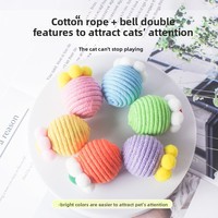 Bola Mainan Kucing dari Tali Kapas Berbulu Warna-Warna Inspirasi Dopamin, Menghibur Diri Sendiri, Mengatasi Kebosanan, Mainan Hewan Peliharaan yang Menyenangkan