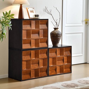 Mueble de Almacenamiento Lateral de Madera Sólida, Estilo Moderno de Mediados de Siglo, para el Hogar, Estilo Retro, para Dormitorios y Salas de Estar, Gran Capacidad - Product Image 1