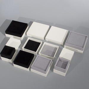Square White Lid and Base Jewelry <b>Gift</b> <b>Box</b> Jewelry Storage Display <b>Gift</b> <b>Box</b> Set Velvet Lining White Organizer with Paper Bag - Product Image 4