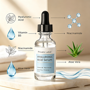 Sérum à l'<span class=keywords><strong>acide</strong></span> <span class=keywords><strong>hyaluronique</strong></span> personnalisé à étiquette privée, vitamine B5, niacinamide, soin du visage hydratant et repulpant, liquide lissant 30 ml - Product Image 4