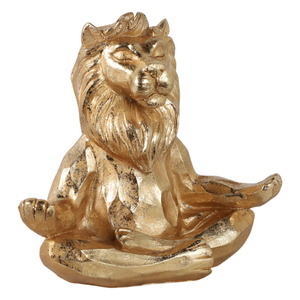 Scultura di Leone in Resina per Yoga, Finitura Dorata, Ornamento Decorativo per Casa, Esposizione su Tavolino o Mensola, Decorazione per Soggiorno - Product Image 2