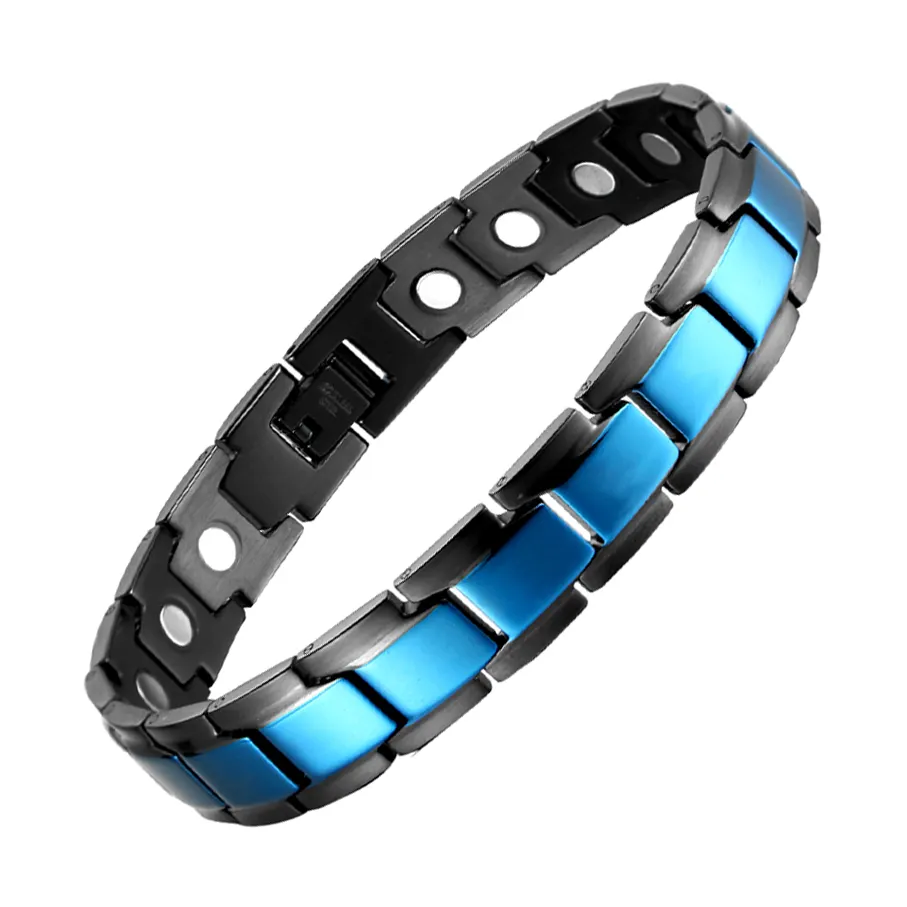 Personalized Top Manufacturer Wholesale Black Blue Plated Men Magnetic Stainless Steel Bracelets