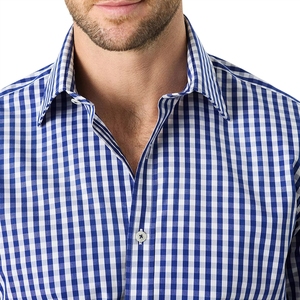 Camisas de Vestir de Manga Larga a Cuadros Azules <span class=keywords><strong>y</strong></span> Blancos para Hombre, Transpirables, Antiarrugas, para Oficina, Trabajo, <span class=keywords><strong>Traje</strong></span> Formal - Product Image 2