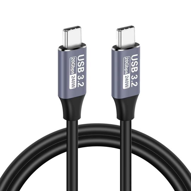 240W Fast Charging Data Transfer USB 3.2 Gen2 20Gbps Type-C Cable for SSD/Hard Disk 4K 60Hz QC 3.0 PVC Material