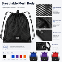 Sac à dos personnalisé en polyester 420D avec cordon de serrage, empiècements en maille et œillets renforcés pour événements sportifs aux États-Unis – Sac promotionnel à cordon