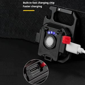 Porte-clés COB de transport quotidien lampe de poche LED Mini support magnétique USB outils de plein air multifonctions pour le camping randonnée pêche - Product Image 6