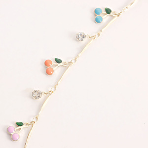 2025 New Hot Sale Gold Plated Dainty Bar Chain With Cute Small Enamel Cherry Crystal Charm Choker Necklace for Women <b>Girls</b> - Product Image 4