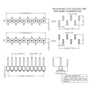 Разъем штыревой 2,54 мм, двухрядный, прямой, угловой, SMT/SMD/DIP, штекер/гнездо, позолоченная латунь + плата - Product Image 2