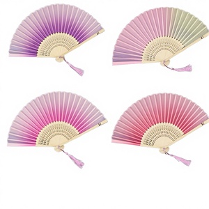 Vente en gros de éventails pliants en bambou de style <span class=keywords><strong>japonais</strong></span> ancien, imprimés de fleurs, couleurs variées, pour événements et encouragements - Product Image 4