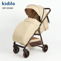 Poussette bébé pliable compacte en alliage d'aluminium Kidilo personnalisée en usine avec coussin chauffant amovible pour l'hiver, légère