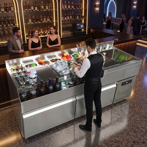 Estación de <span class=keywords><strong>Bar</strong></span> Modular de Acero Inoxidable 304 con Refrigeración Integrada, Barra Desmontable y Portátil para Hotel, Discoteca, Eventos - Product Image 1