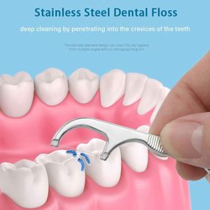 Ensemble de cure-dents en acier inoxydable, cure-dents réutilisables, cure-dents portables, nettoyeur de dents, nettoyage buccal - Product Image 4