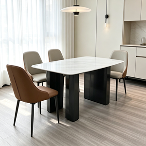 Mesa de Comedor Rectangular Moderna de Piedra Sinterizada con Patas de Metal, 6 Plazas, Muebles Duraderos para Comedor - Product Image 3