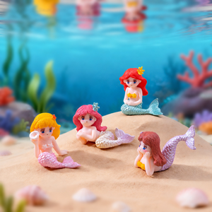 Figurines de sirène personnalisées en résine, décorations de dessins animés, peintes à la main, imperméables, ornements pour la maison, poissons d'aquarium pour la décoration et l'artisanat - Product Image 2