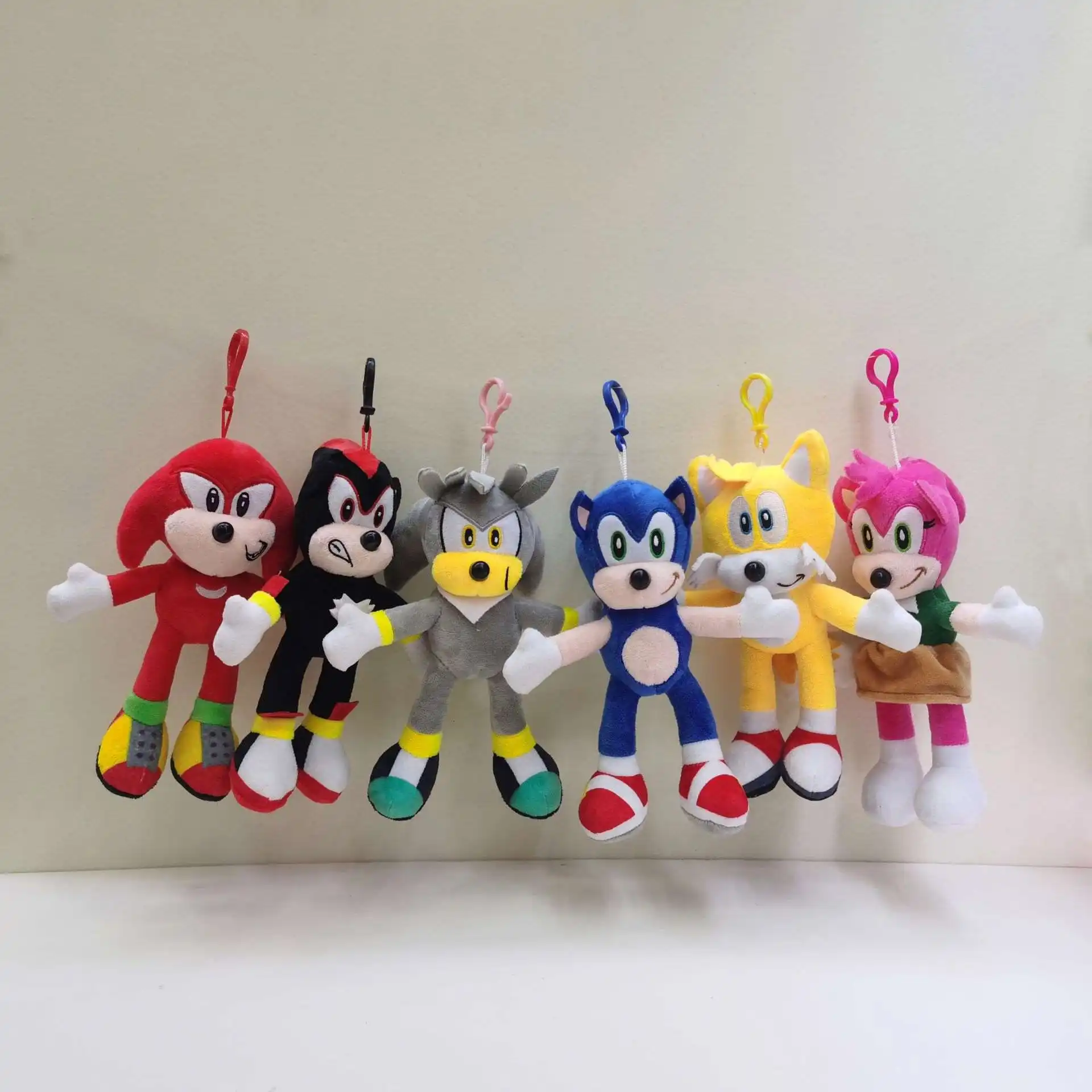 Toptan yeni stil sonic peluş oyuncak altı sonic anahtarlık yumuşak peluş sonic anahtarlık