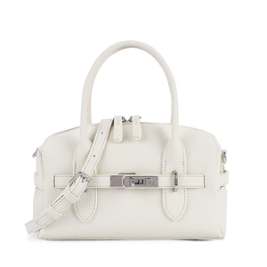Bolso de Mano Clásico de Cuero Genuino para Mujer, Estilo Boston, con Cierre de Seguridad y Correa Extraíble, Color Bronceado, Duradero para Uso Diario - Product Image 2