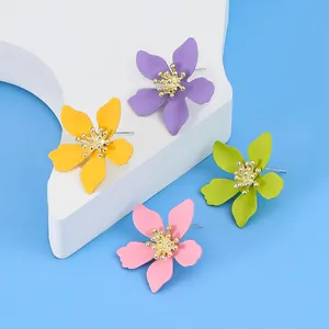 Fashion Metal Flower Geometric Earrings for Women's Sweetness Minimalist Dangle Earings Banquet Jewelry Accessories