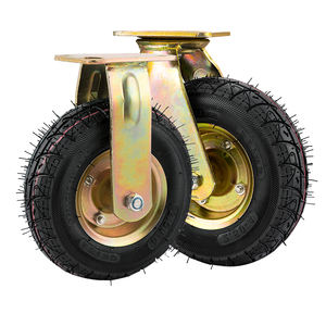 6 "8" 10 "Roulettes pneumatiques en caoutchouc robustes Pneus gonflables pivotants absorbant les chocs Bande de roulement antidérapante pour chariots de construction - Product Image 3