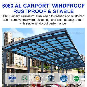Abri de voiture autoportant avec structure en aluminium et toiture en polycarbonate <span class=keywords><strong>pour</strong></span> parking extérieur, allée et jardin - Product Image 6