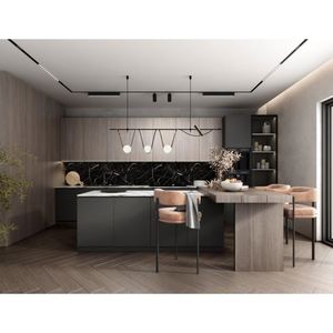 Meubles de cuisine laqués de luxe sur mesure à prix d'usine, designs modulaires modernes, armoires de cuisine avec îlot, organisateur de garde-manger - Product Image 1
