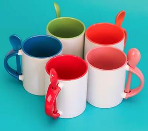 Taza de café personalizada con inserto recto para cuchara, sublimación interior y asa de color - Product Image 4