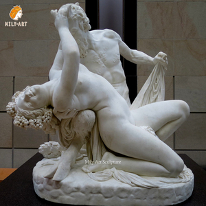 Tallado y esculturas de piedra de tamaño real, estatua de mármol Satyr y Bacchante - Product Image 2