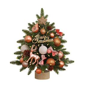 Hiasan pohon Natal merah emas Mini dapat dikustomisasi Dekorasi Desktop DIY PVC kualitas tinggi fitur personal untuk memberikan hadiah - Product Image 5