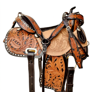 Selle de cheval de spectacle Western SAISHAS haut de gamme, artisanale, en cuir véritable DD, de haute qualité, légère et confortable - Product Image 1
