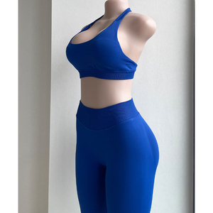 Leggings de yoga sin costuras de cintura alta para mujer, elásticos, con efecto fruncido en el trasero, elásticos en cuatro direcciones, de secado rápido, para fitness y entrenamiento. - Product Image 3