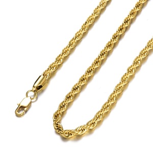Chaîne de corde 3mm Chaîne torsadée en or blanc 20 ''22'' 24 ''26'' 28 ''30'' Collier chaîne en acier inoxydable Hi-hop pour hommes femmes - Product Image 2