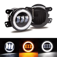 Phare antibrouillard à LED de 4 pouces pour voiture Blanc Jaune Ouverture Yeux d'Ange Phares antibrouillard pour voiture Jeep Modification des feux de conduite