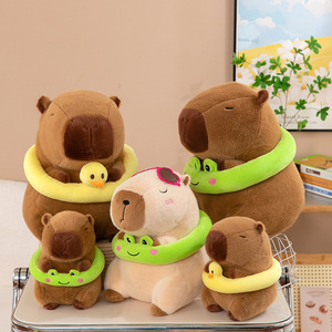 Lindos Peluches de Capibara de Dibujos Animados para Regalo de Cumpleaños Infantil, <span class=keywords><strong>Serie</strong></span> de Peluches de Rata de Río con Anillo de Natación para el Verano - Product Image 1