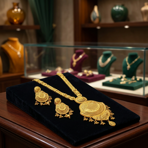 Wholesale 14K 18K 24K Micron Gold Forming <b>Long</b> <b>Necklaces</b>, Traditional Design Jewelry Set, Fashion Brass Gold Filled Jewelry Set. - Product Image 3