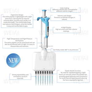 WEIAI yüksek hassasiyetli micropipet 0.5-300ul hipet tamamen otoklavlanabilir manuel 8/12/16 kanallı ayarlanabilir laboratuvar pipet - Product Image 3