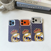 Coque de téléphone personnalisée avec logo de l'équipe du Real Madrid en IMD couleur argent, compatible avec les iPhone 12, 13, 14, 15, 16, 17, accessoires pour téléphone