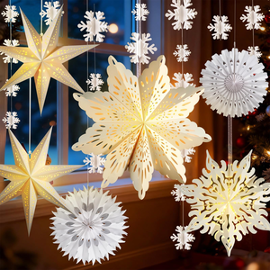 Adornos Navideños de Panal de Abeja, Faroles 3D de Papel, Decoraciones Colgantes para Árbol de Navidad, Fiestas, Decoración del Hogar - Product Image 1
